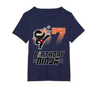 7 Anni Ninja Festa di Compleanno - Ninja Compleanno Camicia Maglietta, Donna Plus-Size, Navy, 6X