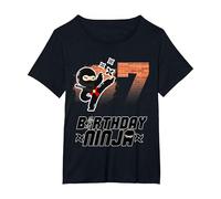 7 Anni Ninja Festa di Compleanno - Ninja Compleanno Camicia Maglietta, Donna Plus-Size, Nero, 6X