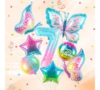 7 Anni Palloncini a Farfalla Colorati 8 Pcs, Farfalla Decorazioni Addobbi Compleanno Bambina,Decorazioni Compleanno - Palloncino 7 Anni Compleanno - Vola con l’Elio Farfalla7