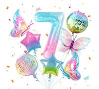 7 Anni Palloncini a Farfalla Colorati 8 Pcs, Farfalla Decorazioni Addobbi Compleanno Bambina,Decorazioni Compleanno - Palloncino 7 Anni Compleanno - Vola con l’Elio