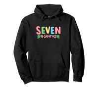 7 anni Seven Saurus Kids Dinosaur 7th Birthday Family Felpa con Cappuccio