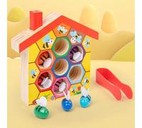 7 Api + 1 Perla + Alveare di legno Montessori Gioco educativo per la motricità fine Pesca delle api Cattura dei vermi Riconoscimento dei colori Abbinamento Educazione precoce Giocattolo educativo per