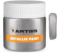 7 Artists Colore Acrilico Argento Scuro Metallizzato 50 ml - Vernice con Effetto Glitter per Dipingere e Decorare | Pittura Metallica per Legno, Tela, Pietra | Colori Acrilici Metallizzati Singoli