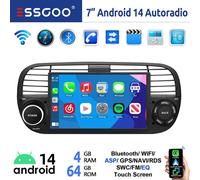 7" Autoradio Android 14 4+64GB Per FIAT 500 2007-2015 Carplay GPS Navi BT FM RDS