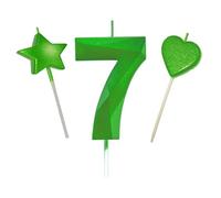 7 candele 3D a forma di diamante verde alto, 7 cm, colore verde glitterato, topper per torta di compleanno, decorazione e celebrazione, per adulti/bambini/feste in famiglia (verde, 7 cm, 3D numero 7)