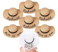 7 Cappelli da Sposa e Damigella d'Onore Pieghevoli per Decorazioni di Addio al Nubilato, Viaggi Luna di Miele, Bianco, Beige, Bianco, Beige., Medium