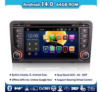7"Carplay 64GB Android 14 Autoradio GPS for AUDI A3 S3 RS3 RNSE-PU Carplay DAB+