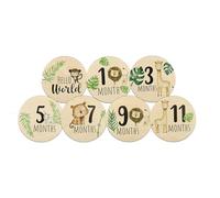 7 carte in legno per bambini con scritta Hello World, 10 cm, rotonde, double face, 0-12 mesi, registrazione della crescita, puntelli fotografici per neogenitori, regali per neonati
