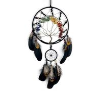 7 Chakra Albero della Vita Cacciatore di sogni Decorazione da parete con arcobaleno di cristallo di guarigione pietra fatta a mano piuma Nero DreamCatchers per camera da letto benedizione regalo di