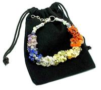 7 Chakra Bracciale Pietra preziosa di cristallo Gem Chip Chiuso Guarigione...