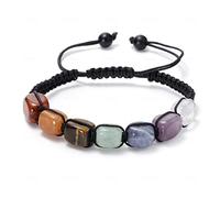 7 Chakra Bracciali Per Donna Uomo - Cristalli Agata Occhio Di Tigre Topazio Perline Bracciale Pietre Preziose Braccialetti Di Perline, Ciondolo Corda Regolabile Bracciale Dell'Amicizia Gioielli Regal