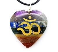 7 chakra gemma ciondolo amuleto portafortuna in pace arcobaleno a forma di cuore con simbolo Mantra Om Aum in sacchetto portagioie