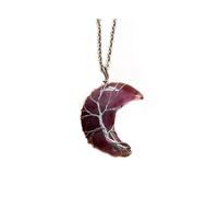 7 Chakra Healing Crystal Necklace Tree of Life Wire Wrapped Crescent Moon Stone Pendant Necklaces Gemstone Jewelry