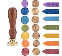 7 chakra testa in ottone rimovibile + 1 manico in legno, chakra rappresentano le frequenze nell'oceano dell'energia universale (7 timbri in cera per sigilli chakra con 7 cere)