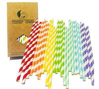 7 Colori Cannucce di Carta Colorate Assortiti per Bere, 100 Pezzi Cannucce di Carta a Strisce Arcobaleno per Natale, Tutti i Giorni, Matrimonio, Festival, Vacanze