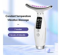 7 colori Luci a LED Dispositivo di bellezza per il viso e il collo Massaggio vibrante Migliora le linee del collo Uso domestico Macchina per il lifting del viso 7 modalità 3 livelli