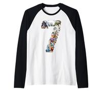 7° Compleanno 7 Anni Animali dello Zoo Fauna Selvatica Safari Giungla Maglia con Maniche Raglan