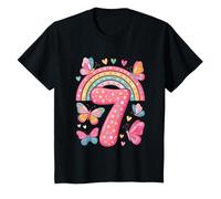 7 ° compleanno arcobaleno farfalle cuore compleanno Maglietta