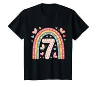 7 ° compleanno arcobaleno farfalle cuore compleanno Maglietta