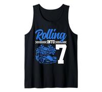 7° compleanno di Go Kart Racing Rolling Into 7 Funny Boys Kids Canotta