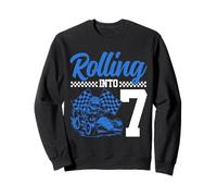 7° compleanno di Go Kart Racing Rolling Into 7 Funny Boys Kids Felpa