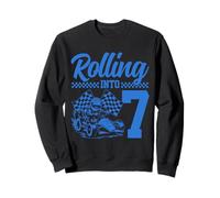7° compleanno di Go Kart Racing Rolling Into 7 Funny Boys Kids Felpa