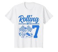 7° compleanno di Go Kart Racing Rolling Into 7 Funny Boys Kids Maglietta