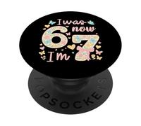 7 Compleanno di un anno ero 6 Ora sono 7 67 Ragazze divertenti per bambini PopSockets PopGrip Adesivo