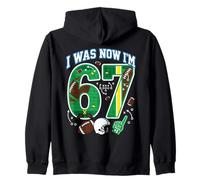 7 ° Compleanno Ero 6 Ora Sono 7 Six Seven 67 AmericanFootball Felpa con Cappuccio