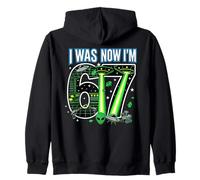 7 ° Compleanno I Was 6 Now I'm 7 Six Seven 67 Space Alien UFO Felpa con Cappuccio