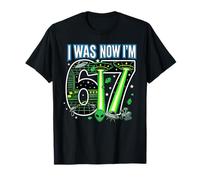 7 ° Compleanno I Was 6 Now I'm 7 Six Seven 67 Space Alien UFO Maglietta