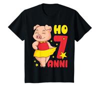 7° Compleanno Ragazza Bambina Maiale Carino Ho 7 Anni Maglietta