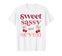 7 ° Compleanno Ragazza Dolce Sassy e Sette 7 Anni Ciliegia Maglietta
