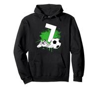 7 ° Compleanno Ragazzo 7 Anni Calciatore Compleanno Calcio Felpa con Cappuccio