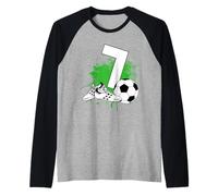 7 ° Compleanno Ragazzo 7 Anni Calciatore Compleanno Calcio Maglia con Maniche Raglan