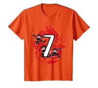 7° Compleanno Ragazzo 7 Anni Ninja Dragon Costume Maglietta, Bambini, Arancio, 6 Anni