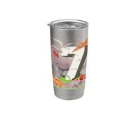 7° compleanno ragazzo dinosauro figure cool sette anni Bicchiere termico in acciaio inox doppia parete