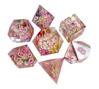 7 dadi in resina, cubi colorati, 7 pezzi, dadi con numeri, marcatura chiara, bel set di dadi | dadi poliedrici, pratici dadi da gioco standard per casa, scuola, viaggi