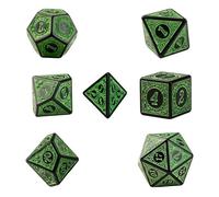 7 Dadi Poliédrici Giochi Ruolo, Dados per Dungeons and Dragons RPG MTG Motivo Inciso Verde Dados Acrilici per Giochi Tavolo