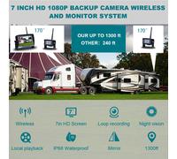 7 "Display AHD 1080P Wireless 2CH retromarcia telecamera per camion rimorchio T0