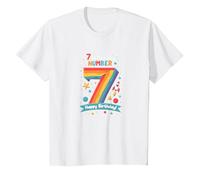 7 È Il Mio Numero Fortunato Buon Compleanno Avventura Spaziale Maglietta, Bambini, Bianco, 8 Anni