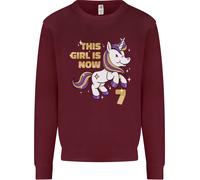 7 Età Compleanno Ragazza Magico Unicorn 7th Bambini Felpa Maglione