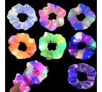 7 fasce colorate per capelli luminose, fasce elastiche per capelli con luci a LED, 3 modalità di illuminazione, elastici per capelli per feste natalizie che si illuminano al buio