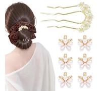 7 fermagli per capelli a forma di fiore di perle, fermagli per chignon, accessori decorativi per donne, decorazioni francesi a forma di U per spose e damigelle d'onore