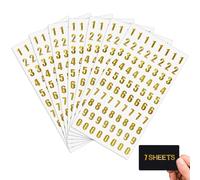 7 fogli di adesivi numerici, adesivi con numeri dorati, autoadesivi, per regali, album di auguri, biglietti di auguri e data artigianale