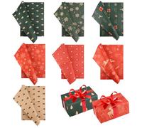 7 Fogli di Carta Velina Natalizia, 74x50cm Delicata Carta da Regalo Kraft per Natale Carta da Regalo per Natale Compleanno Festa Decorazione per Sacchetti Regalo (7 Stili)