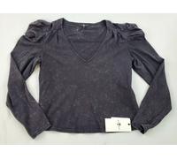 7 For All Mankind Donna Camicia Camicetta Top 70018 Larga Cotone Nera TAGLIA S