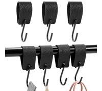 7 ganci per macellaio, in pelle, a S, colore nero, multiuso con passante in pelle, gancio appendiabiti in metallo, gancio multifunzione per guardaroba, asta appendiabiti da cucina, bagno