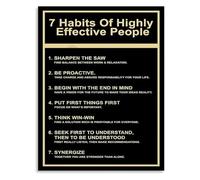 7 Habits Of Highly Effective People Motivational Poster Leadership Success Principles Wall Art for Office Workplace Home Study Decor(Framed,08x12inch(20x30cm))
