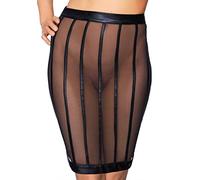7 Heaven Socorro Effetto Bagnato e Mesh Striped Pencil Rock - Nero - L